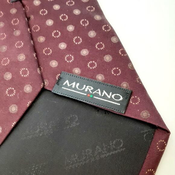 Murano 100% Silk Mens Necktie Maroon Wine Gold Mens Holiday Neck Tie - Picture 5 of 7
